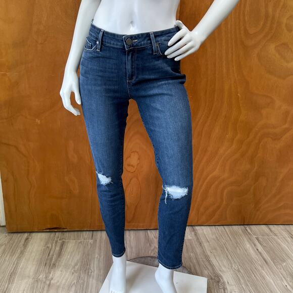 PAIGE Verdugo Ankle Distressed Blue Jeans Size W31 - Picture 1 of 11